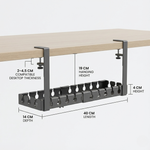 Under Desk Cable Management Tray – Clamp On No Drill Wire Organizer for Office Desks
