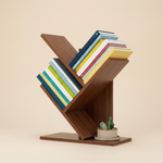 Tree Bookshelf 3-Tier Wood Desk Organizer – Small Bookcase Home Office Display