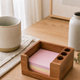 Wooden Sticky Note Holder with Pen Slots – Compact Desk Organizer for Home Office