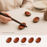 Wooden Chopstick Rest Set – Bamboo Utensil Holder Japanese Table Decor, Set of 5
