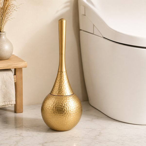 Sculptural Toilet Brush with Holder – Long Handle Bathroom Brush, Minimalist Design