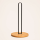 Paper Towel Holder Stand – Bamboo Base Metal Rod Countertop Kitchen Storage Rack