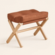 Cushioned Folding Footstool – Solid Wood X-Frame Entryway Bench Sofa Foot Rest