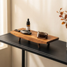 Wood Display Riser Tray – Raised Footed Stand for Tea Table, Desk, Entryway Decor