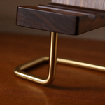 Wooden Chair Phone Stand – Walnut Brass Desk Organizer, Minimalist Office Ornament