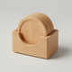 Wooden Coaster Set with Holder – 6 Round Coasters with Storage Stand for Kitchen & Living Room
