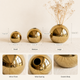 Gold Ceramic Ball Vase – Glossy Sphere Flower Pot for Modern Home Decor and Shelves