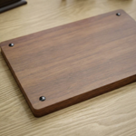 Wooden Desk Organizer Tray – Leather Lined Compartments for Phone, Watch, Glasses, Keys Nightstand