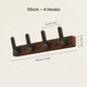 Wooden Wall Hook Rack – Black Walnut Coat Hanger Entryway Towel Bar Bathroom Bedroom Organizer