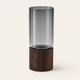 Glass Cylinder Vase with Wood Base – Smoky Glass Flower Vase for Modern Home Decor