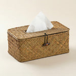 Rectangular Rattan Tissue Box Cover – Handwoven Straw Holder for Bathroom, Bedroom, Office Decor