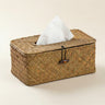 Rectangular Rattan Tissue Box Cover – Handwoven Straw Holder for Bathroom, Bedroom, Office Decor