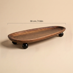 Oval Wood Tray with Ball Feet – Jewelry Organizer Vanity Desk Storage Decor