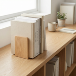 Wooden Book Shelf Bookend – Minimalist Solid Wood Support for Books & Shelf Organisation