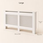 Modern Radiator Cover with Shelf – White Slatted MDF Heater Cabinet Living Room Decor