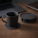 Wood Grain Leather Coasters – Stackable Round Set of 6 with Holder for Coffee Table