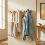 Wooden Wall Hook Rack – Black Walnut Coat Hanger Entryway Towel Bar Bathroom Bedroom Organizer
