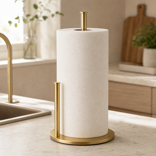 Paper Towel Holder – Stainless Steel Countertop Dispenser for Kitchen, Weighted Base