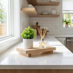 Wooden Pedestal Tray Stand – Minimalist Countertop Riser for Vanity & Bathroom Decor