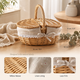 Wicker Picnic Basket with Lid – Willow Hamper with Linen Lining and Carry Handle
