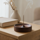 Solid Wood Incense Holder – Round Ash Catcher Tray for Sticks, Zen Home Decor