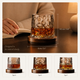 Crystal Tumbler Whiskey Glass – Textured Spinning Base, Cocktail, Bourbon, Bar Decor