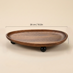 Oval Wood Tray with Ball Feet – Jewelry Organizer Vanity Desk Storage Decor