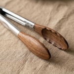 Wooden Cooking Tongs – Locking Stainless Steel BBQ Tongs Wood Handle Grilling Salad Serving