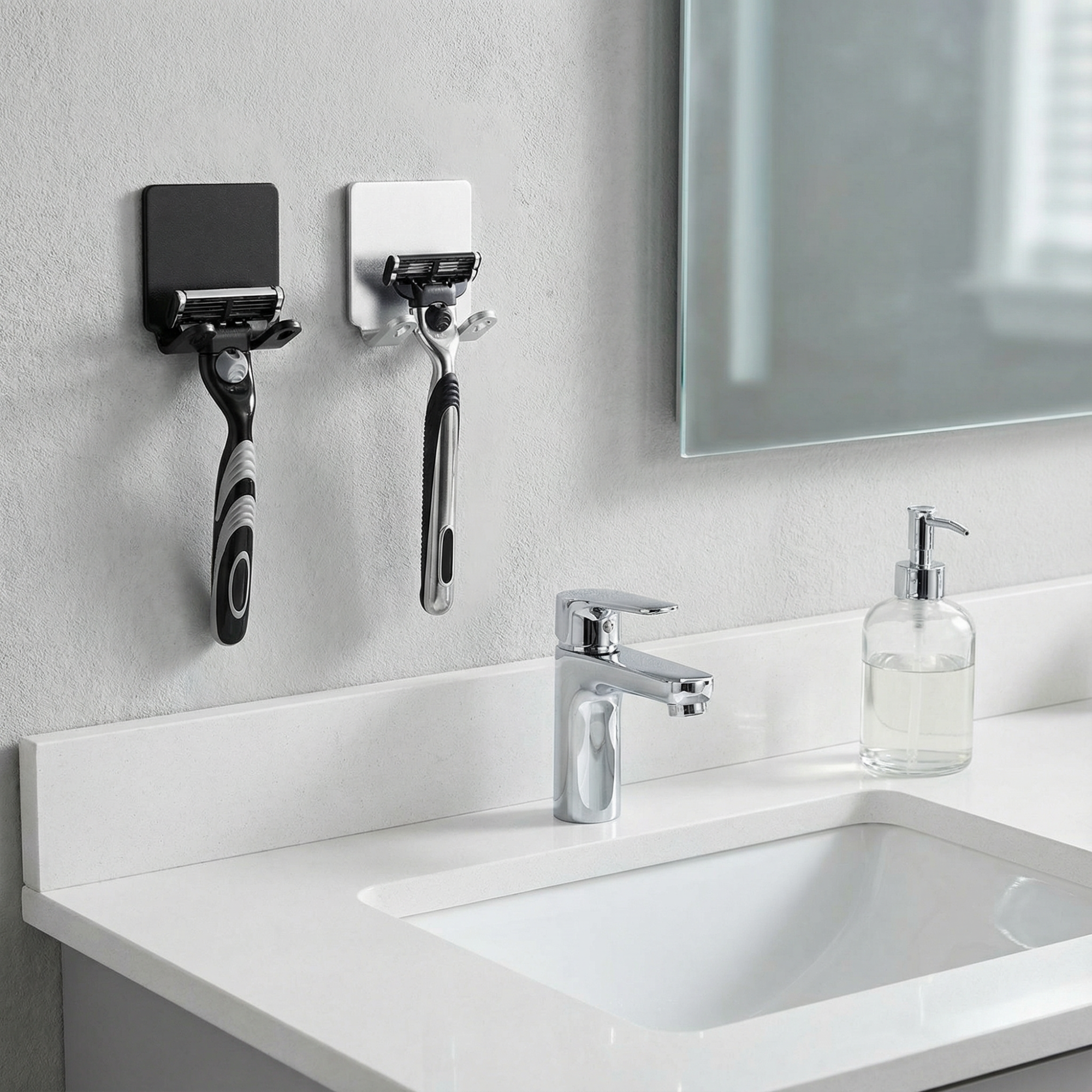 Adhesive Razor Hook – No Drill Shower Razor Holder, Rust Resistant Bathroom Organizer