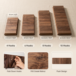 Walnut Wall Coat Rack – Piano Key Design Hooks for Entryway Bedroom Bathroom Minimalist Decor