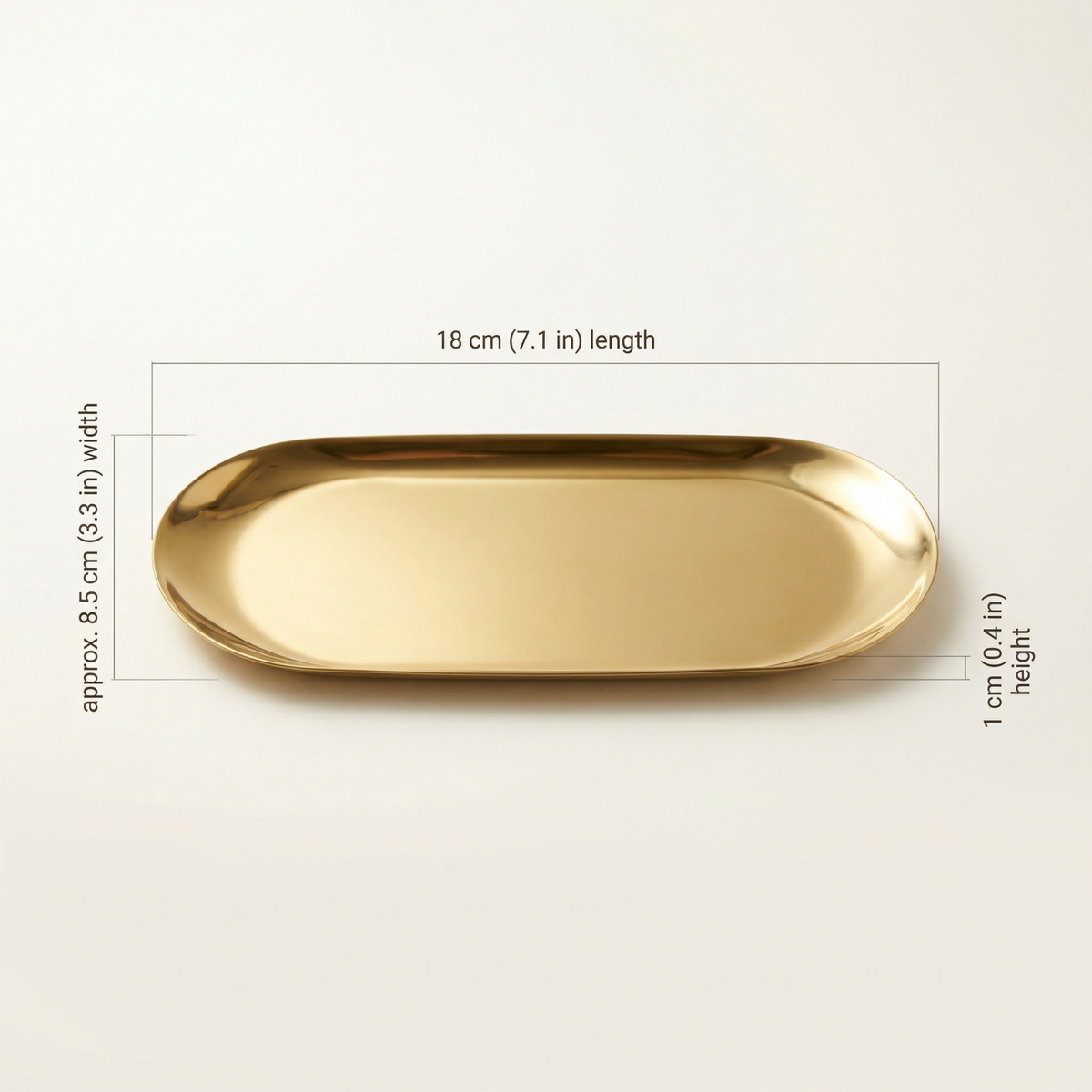 Gold Serving Tray – Stainless Steel Oval Tray for Desserts, Drinks, Jewelry, Vanity, Bathroom & Kitchen