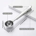 2-in-1 Stainless Steel Coffee Scoop with Bag Sealing Clip – Measuring Spoon for Coffee Storage