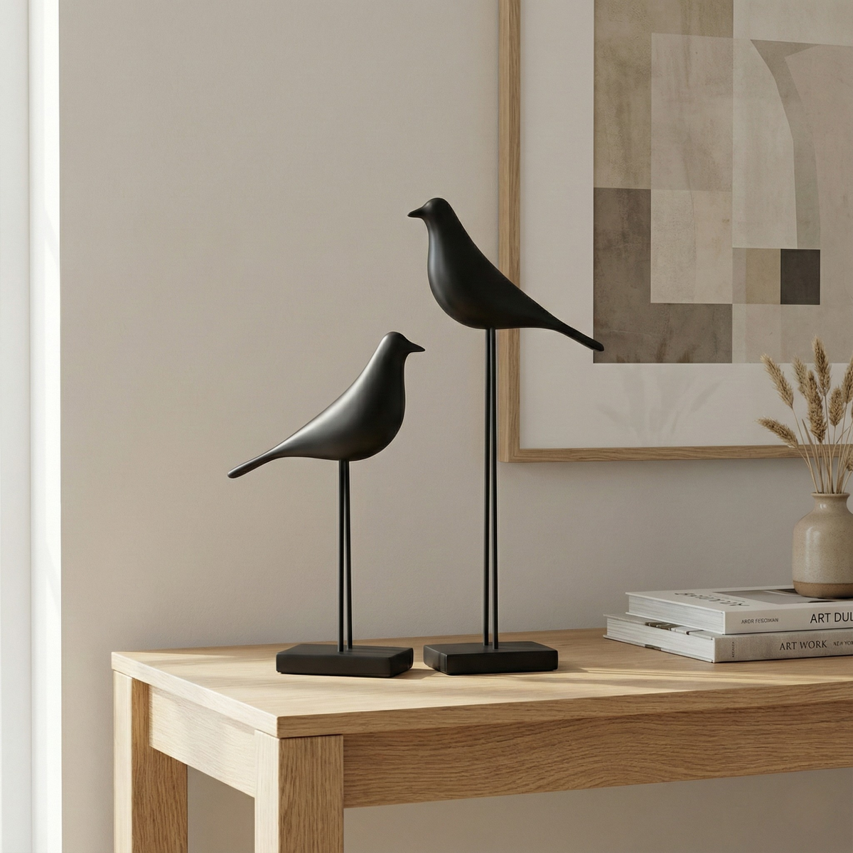 Minimalist Resin Bird Figurine – Freestanding Shelf Accent for Living Room, Bedroom & Office Desk Decor
