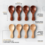 Mini Wooden Spoons Set of 4 – Natural & Dark Wood, for Spices and Condiments