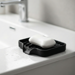 Silicone Soap Tray with Drain Spout – Self-Draining Dish for Kitchen and Bathroom Countertops