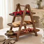 3 Tier Wooden Serving Stand – Tiered Tray Dessert Display for Parties and Entertaining