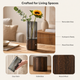 Glass Cylinder Vase with Wood Base – Smoky Glass Flower Vase for Modern Home Decor
